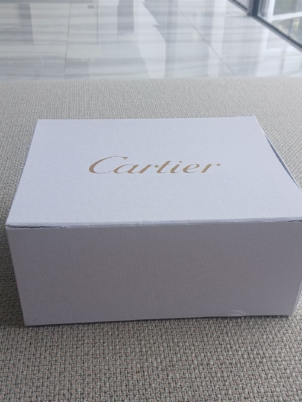 Cartier White Box with Gold Script Logo